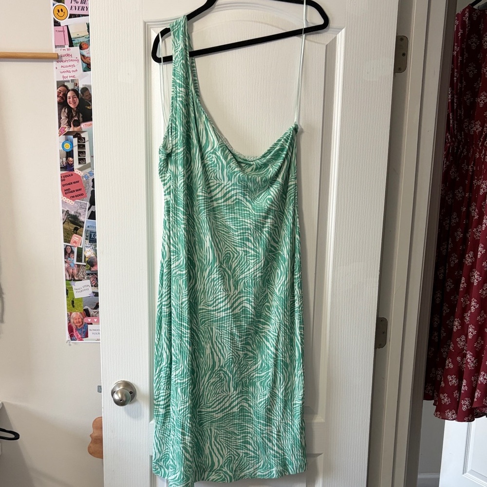 Nine West Mint Zebra One Shoulder Dress